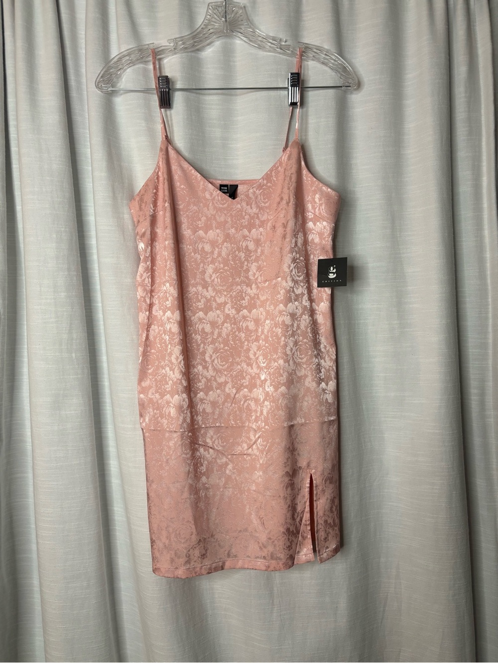 G Edition Pink Lace Slip Dress with Side Slit